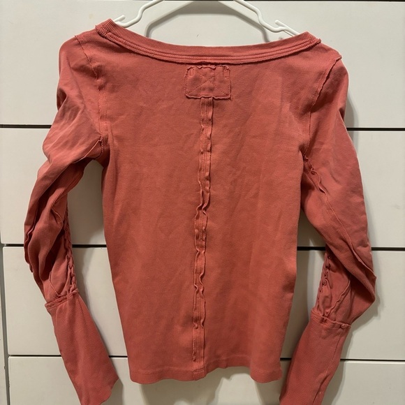 Free People Daisy Chain Cuffed Long Sleeve Top Pink - Picture 3 of 9